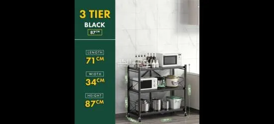 Kitchen rack 3 layer for microwave oven heavyduty carbon steel - 5
