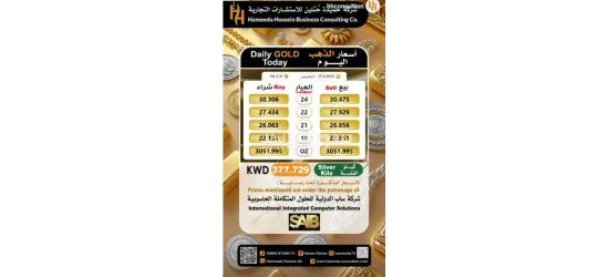 اسعار الذهب والفضة كل يوم يتم الاعلان عمواسعار الذهب والفضة بالكويت